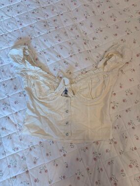 Princess Polly Ivory Ruffle Strap Button-Front Crop Top